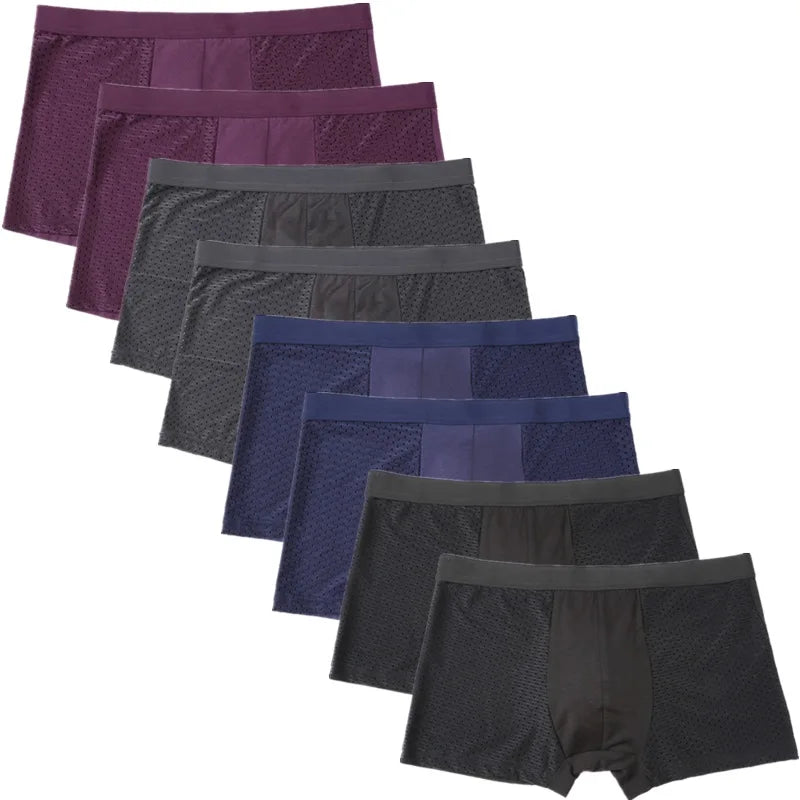 8-Piece Men's Mesh Transparent Boxer Briefs Set - Breathable & Stylish Underwear for Men