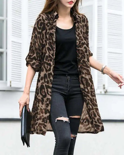 Zanzea Women's Casual Leopard Print Cardigan - Various Colors