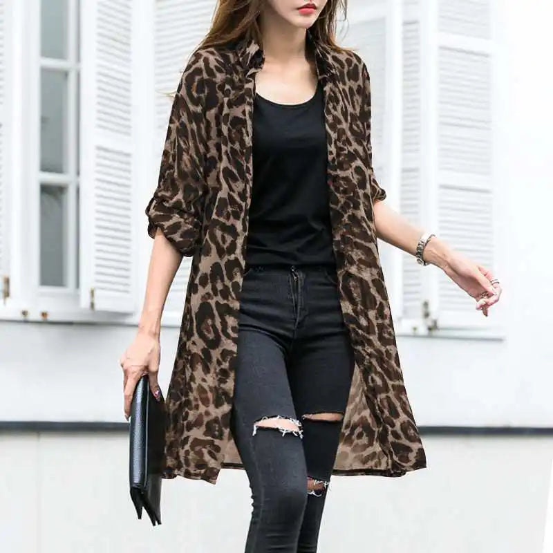 Zanzea Women's Casual Leopard Print Cardigan - Various Colors