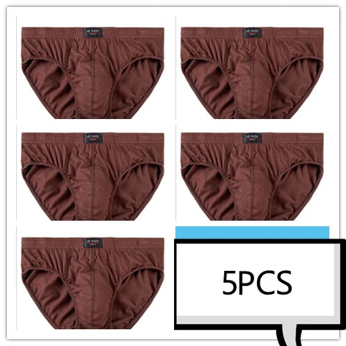5-Pack 100% Cotton Men's Comfortable Briefs - Various Colors