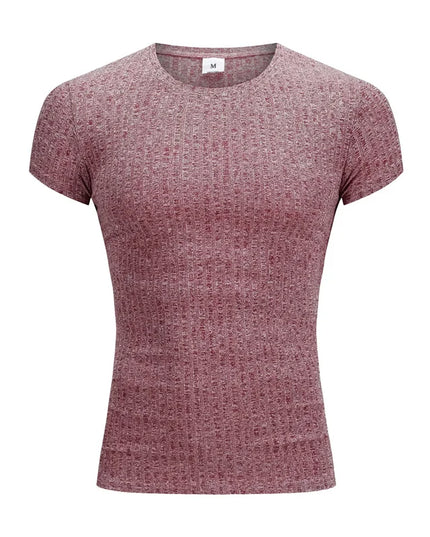 Men's V/O-Neck Short Sleeve T-Shirt - Slim Fit, Knitted, Perfect for Fitness