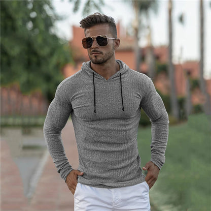 Men's Slim Fit Hooded Knit Sweater - Various Colors