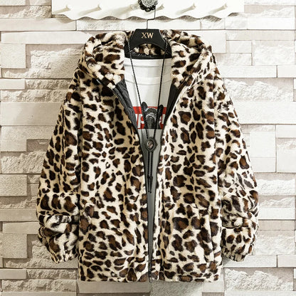 Unisex Leopard Printed Cotton Hooded Jacket