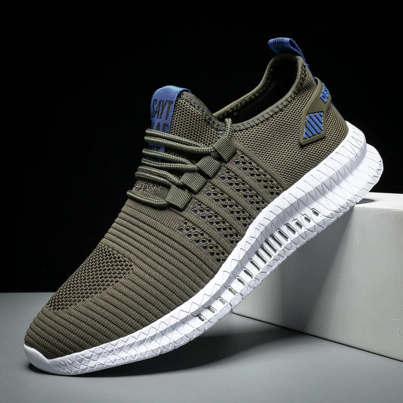 Men’s Breathable Mesh Casual Sneakers – Lightweight Lace-up Athletic Shoes