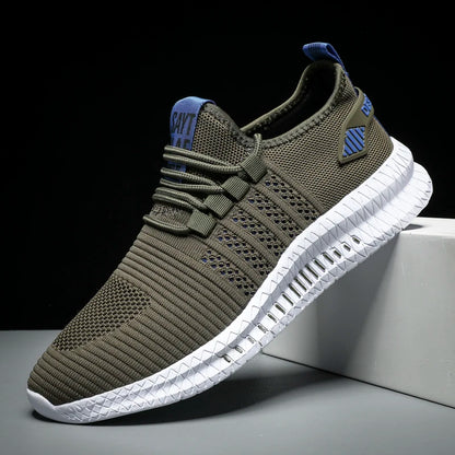 Men’s Breathable Mesh Casual Sneakers – Lightweight Lace-up Athletic Shoes