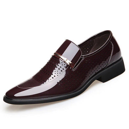 Men's Faux Leather Dress Shoes - Slip-On, Pointed Toe Formal Shoes for Men
