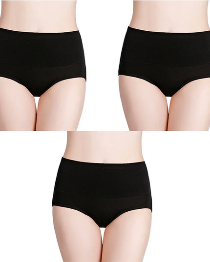 3-Pack Women's Plus Size High-Waist Cotton Breathable Briefs