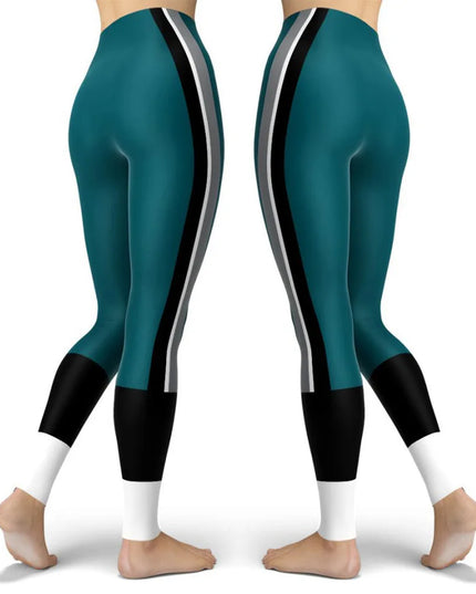 Women’s Striped High-Waist Skinny Leggings with Elastic Waist