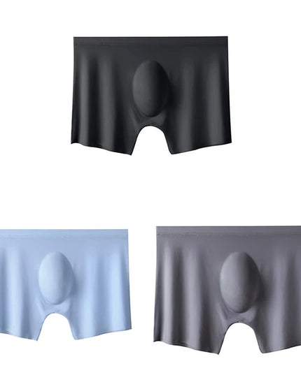 3-pack Men's Ultra-Thin Breathable Seamless Ice Silk Hipster Boxers