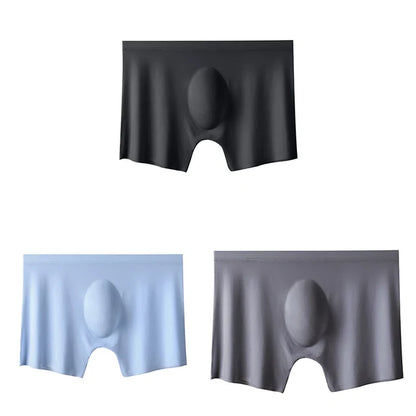 3-pack Men's Ultra-Thin Breathable Seamless Ice Silk Hipster Boxers