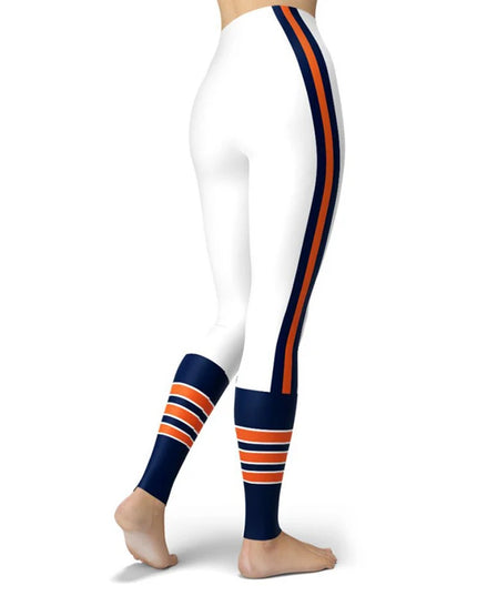 Women’s Striped High-Waist Skinny Leggings with Elastic Waist
