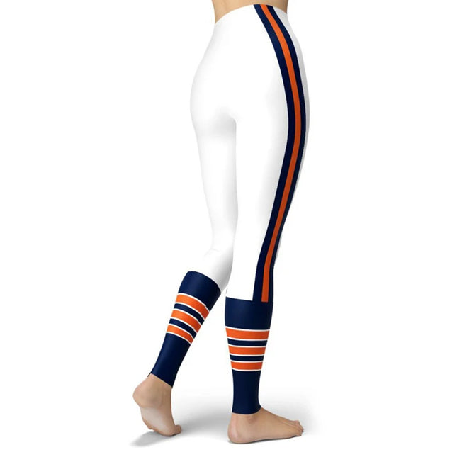 Women’s Striped High-Waist Skinny Leggings with Elastic Waist