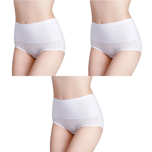 3-Pack Women's Plus Size High-Waist Cotton Breathable Briefs