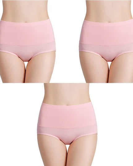 3-Pack Women's Plus Size High-Waist Cotton Breathable Briefs