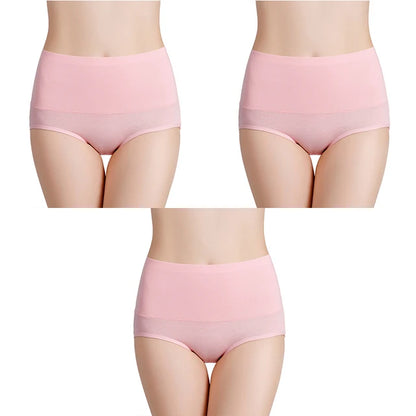 3-Pack Women's Plus Size High-Waist Cotton Breathable Briefs