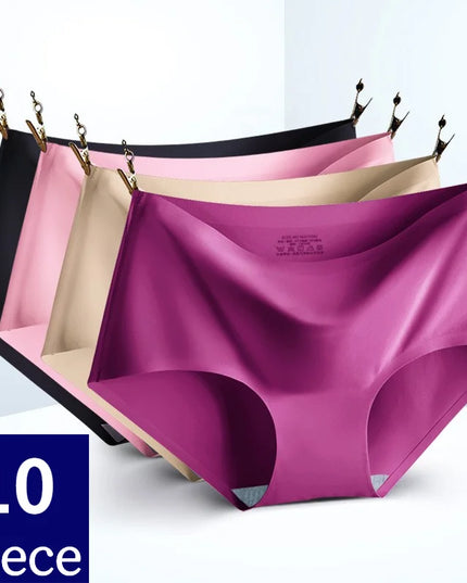 10-Piece Set of Women's Comfortable Silk Satin Panties