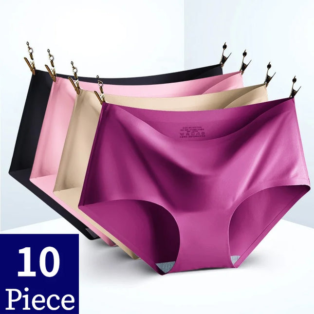 10-Piece Set of Women's Comfortable Silk Satin Panties