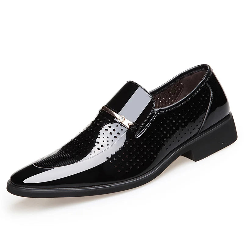 Men's Faux Leather Dress Shoes - Slip-On, Pointed Toe Formal Shoes for Men