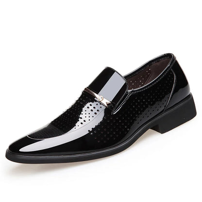 Men's Faux Leather Dress Shoes - Slip-On, Pointed Toe Formal Shoes for Men