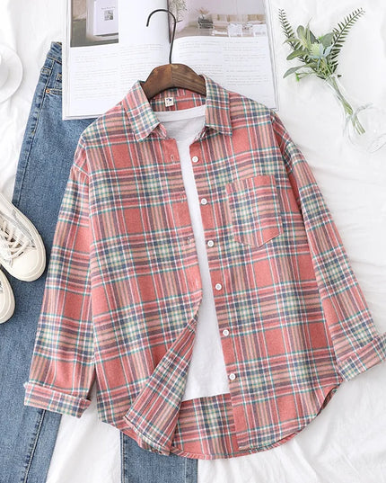 Casual Women's Plaid Shirt - Loose Fit Checkered Top