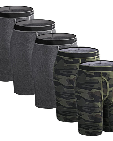 5 Pack Men's Cotton Boxer Shorts – Comfortable Breathable Men's Underwear Set