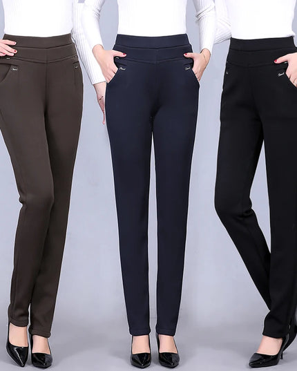 Women's High-Waist Elastic Straight Trousers - Comfortable & Stylish Women’s Pants