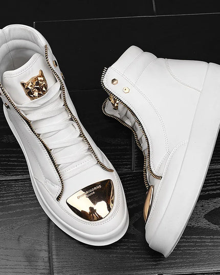 Men's Zippered High Top Sneakers - Various Colors