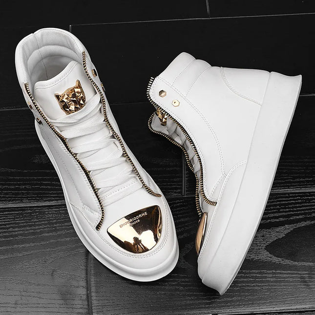Men's Zippered High Top Sneakers - Various Colors