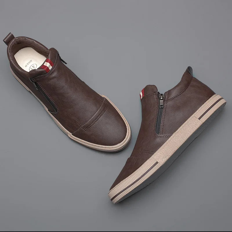 Men's High Top Sneakers with Zipper Closure - Stylish Men's Casual Athletic Shoes