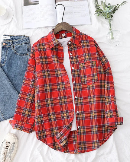 Casual Women's Plaid Shirt - Loose Fit Checkered Top