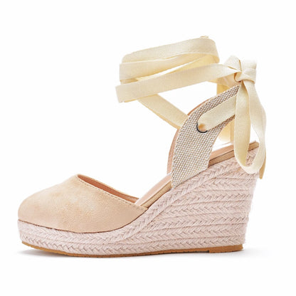 Stylish Closed-Toe Bandage  Wedge Sandals for Women
