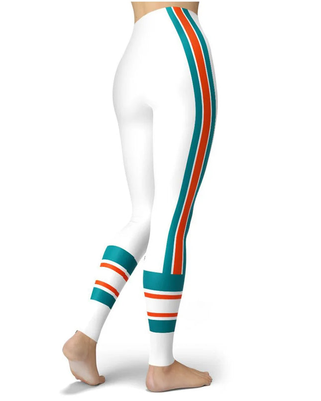Women’s Striped High-Waist Skinny Leggings with Elastic Waist
