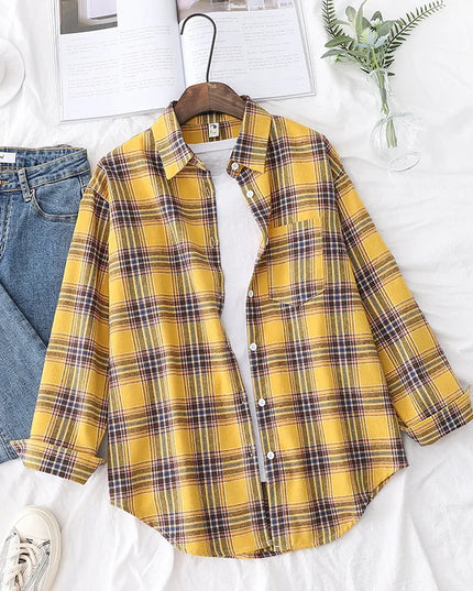 Casual Women's Plaid Shirt - Loose Fit Checkered Top