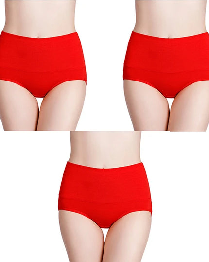 3-Pack Women's Plus Size High-Waist Cotton Breathable Briefs