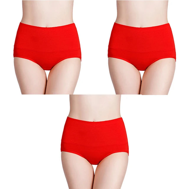3-Pack Women's Plus Size High-Waist Cotton Breathable Briefs