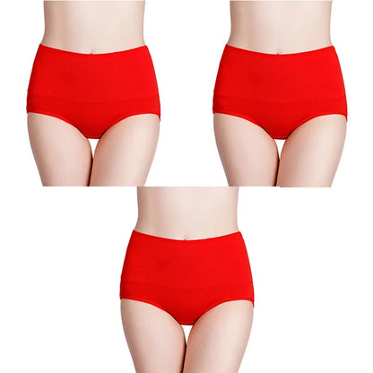 3-Pack Women's Plus Size High-Waist Cotton Breathable Briefs