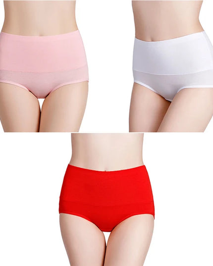 3-Pack Women's Plus Size High-Waist Cotton Breathable Briefs