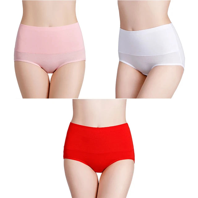 3-Pack Women's Plus Size High-Waist Cotton Breathable Briefs