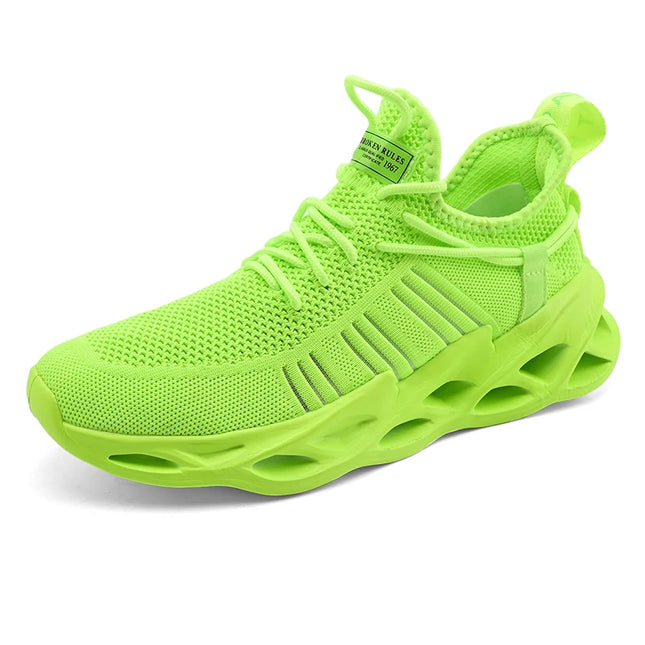 Men's Lightweight Fluorescent Running Sneakers - Breathable, Comfortable, Non-Slip