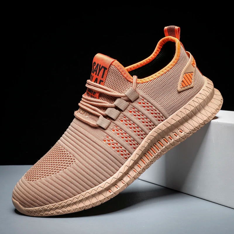 Men’s Breathable Mesh Casual Sneakers – Lightweight Lace-up Athletic Shoes