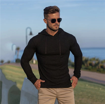 Men's Slim Fit Hooded Knit Sweater - Various Colors