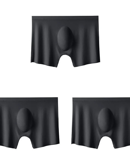 3-pack Men's Ultra-Thin Breathable Seamless Ice Silk Hipster Boxers