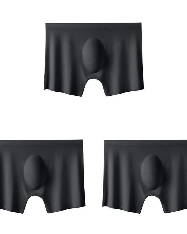 3-pack Men's Ultra-Thin Breathable Seamless Ice Silk Hipster Boxers