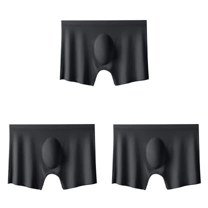 3-pack Men's Ultra-Thin Breathable Seamless Ice Silk Hipster Boxers