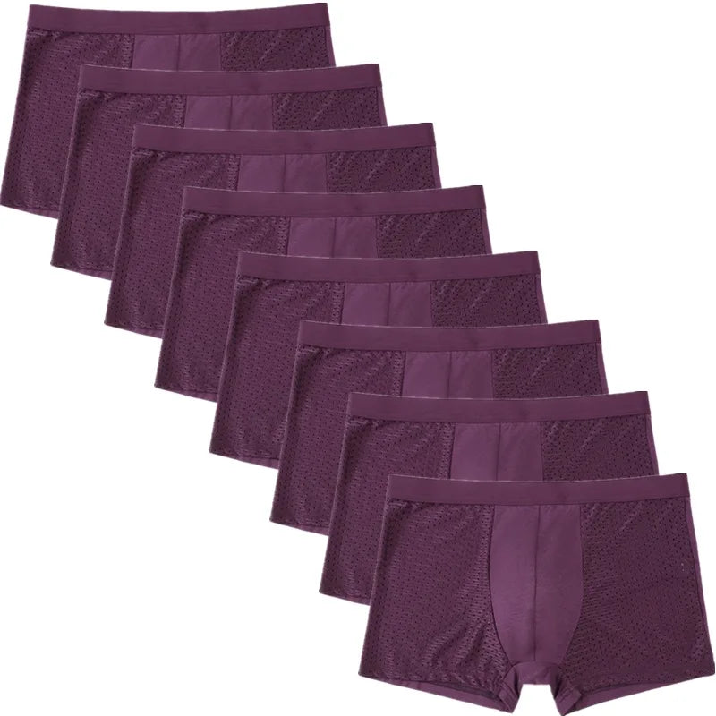8-Piece Men's Mesh Transparent Boxer Briefs Set - Breathable & Stylish Underwear for Men