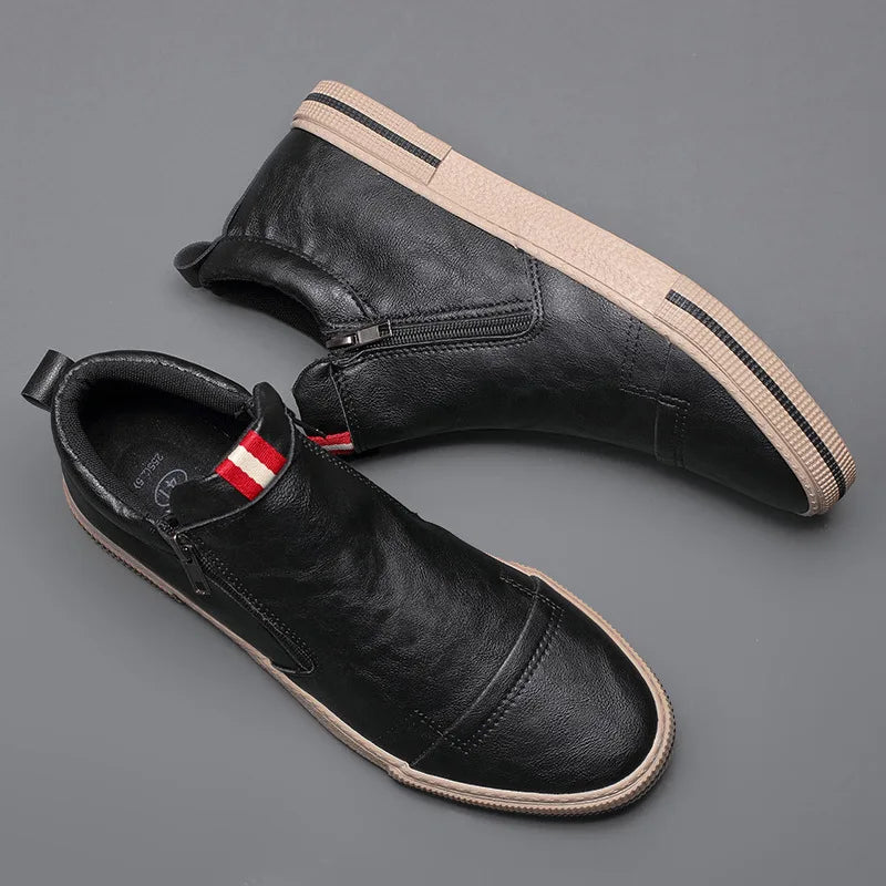 Men's High Top Sneakers with Zipper Closure - Stylish Men's Casual Athletic Shoes