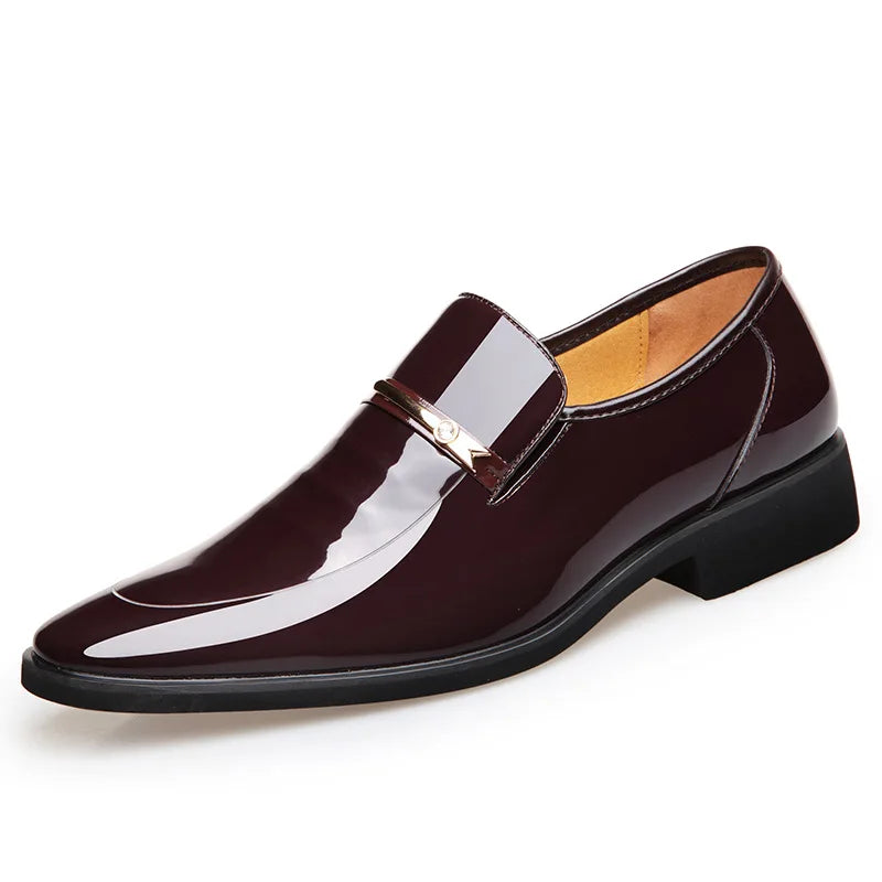 Men's Faux Leather Dress Shoes - Slip-On, Pointed Toe Formal Shoes for Men
