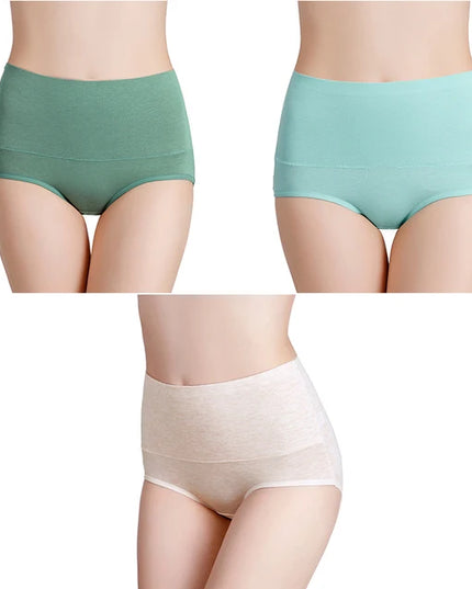 3-Pack Women's Plus Size High-Waist Cotton Breathable Briefs