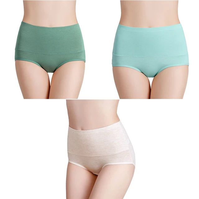3-Pack Women's Plus Size High-Waist Cotton Breathable Briefs