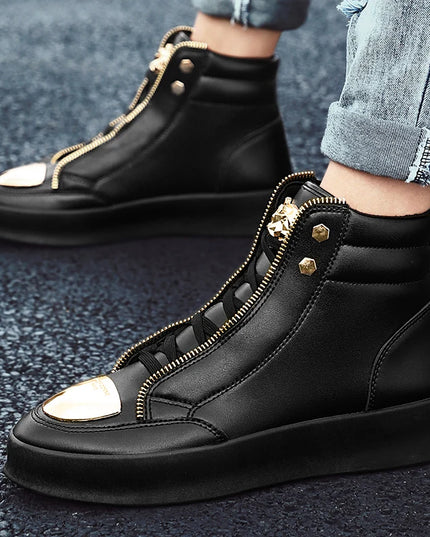 Men's Zippered High Top Sneakers - Various Colors